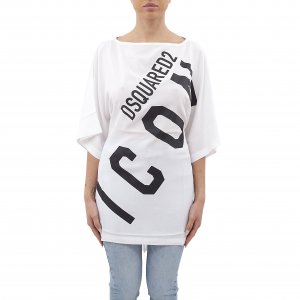 Maxi t-shirt D6A253490 donna DSQUARED Bianco