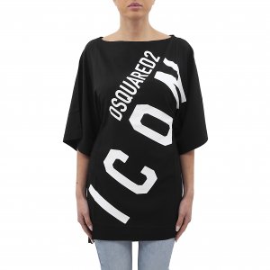Maxi t-shirt D6A253490 donna DSQUARED Nero