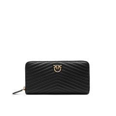 Portafoglio Ryder Zip Around Sheep Nappa Chevron 100250 donna PINKO Nero