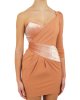 Abito Elisabetta Franchi donna, monospalla, corto, con inserto in vita in velluto, drappeggio laterale, chiusura con zip laterale oro. Rose gold Abito Elisabetta Franchi donna, monospalla, corto, con inserto in vita in velluto, drappeggio laterale, chiusura con zip laterale oro. Rose gold