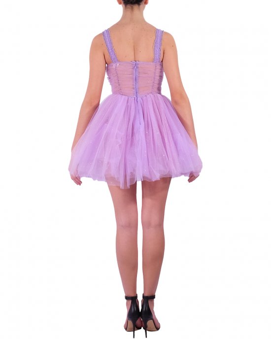 Abito Elisabetta Franchi donna AB06713E2, ti ta unita in lurex, gonnellina a palloncino, scollo a cuore con coppe, chiusura sul retro con zip invisibile. Lavanda Abito Elisabetta Franchi donna AB06713E2, ti ta unita in lurex, gonnellina a palloncino, scollo a cuore con coppe, chiusura sul retro con zip invisibile. Lavanda