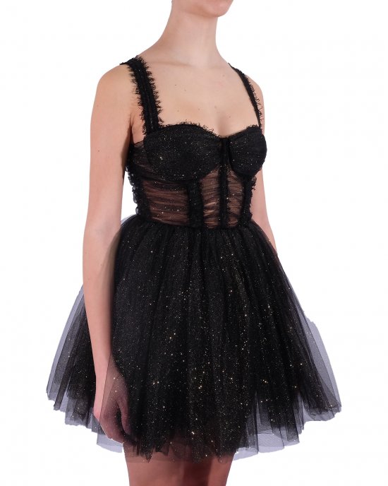 Abito Elisabetta Franchi donna AB06713E2, ti ta unita in lurex, gonnellina a palloncino, scollo a cuore con coppe, chiusura sul retro con zip invisibile. Nero Abito Elisabetta Franchi donna AB06713E2, ti ta unita in lurex, gonnellina a palloncino, scollo a cuore con coppe, chiusura sul retro con zip invisibile. Nero