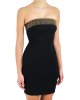 Abito Pinko donna, tubino, scollo a fascia, con strass, corto, chiusura con zip sul retro. Nero Abito Pinko donna, tubino, scollo a fascia, con strass, corto, chiusura con zip sul retro. Nero