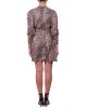 Abito Kocca donna, modello camicia bottoncino a vista sul colletto, cintura in tessuto e le fantastiche maniche a sbuffo, fantasia maculata. Nero Abito Kocca donna, modello camicia bottoncino a vista sul colletto, cintura in tessuto e le fantastiche maniche a sbuffo, fantasia maculata. Nero
