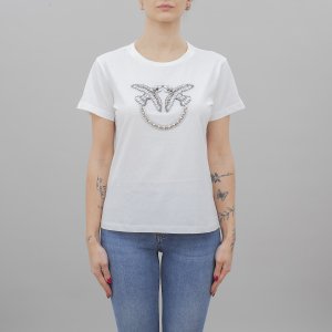 T-shirt Quentin Logo Bird 100535 donna PINKO Bianco