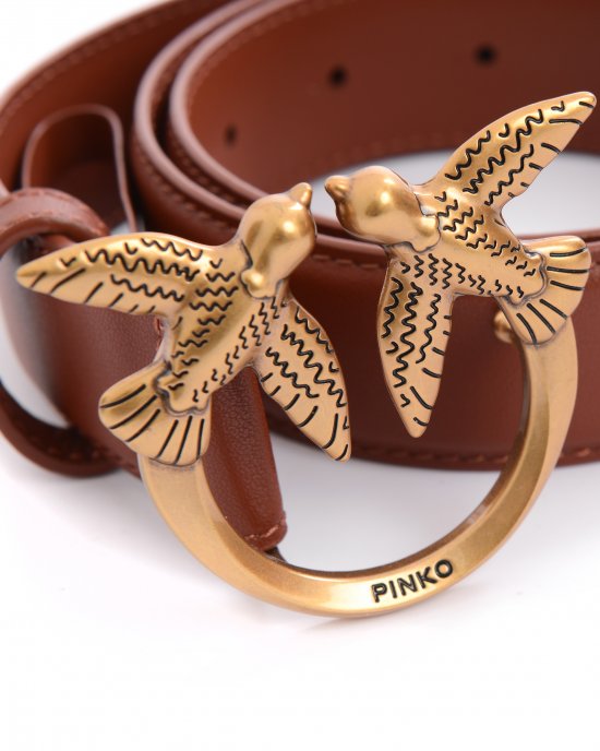 Cintura Love Berry H3 Belt Vitello Seta 100125 donna PINKO pe Marrone