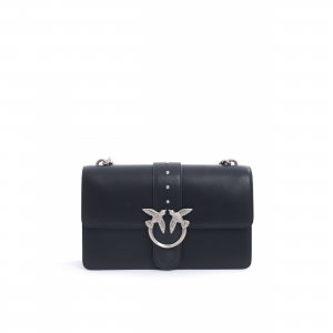 Tracolla Love One Classic Cl Vitello Seta 100053 donna PINKO pe Nero-Argento