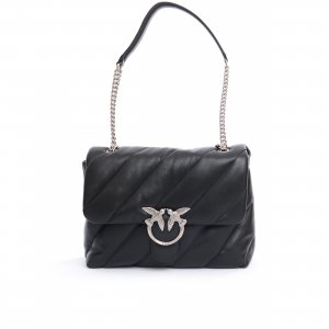 Borsa Love Puff Big Cl Sheep Nappa 100037 donna PINKO pe Nero-Argento