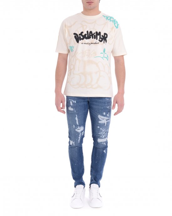 T-shirt 25EDS54897 uomo DISCLAIMER Bianco