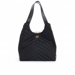 Borsa Tote Bag Recycled Fabric Puzzle Quilt 104536 donna PINKO Nero