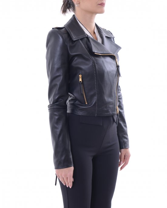 Giacca in pelle GD47Z51E2 donna ELISABETTA FRANCHI Nero