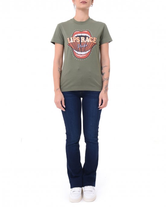 T-shirt Trapani High Trim A2D8 105050 PINKO donna Verde militare T-shirt Trapani High Trim A2D8 105050 PINKO donna Verde militare