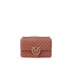 Tracolla Love One Mini Dc Sheep Nappa Chevron 100074 donna PINKO pe Cuoio