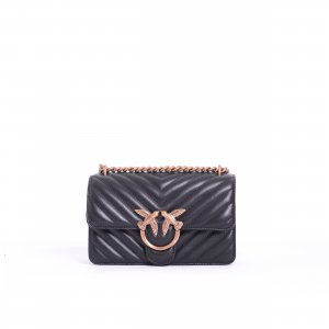 Tracolla Love One Mini Dc Sheep Nappa Chevron 100074 donna PINKO pe Nero-Oro
