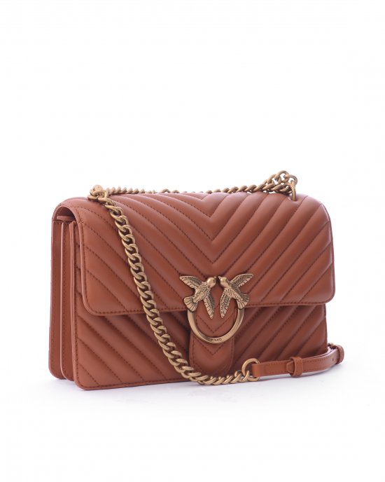 Tracolla Love One Classic Dc Sheep Nappa Chevron 100941 donna PINKO pe Cuoio
