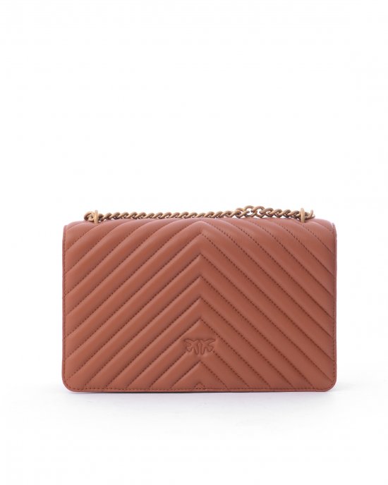 Tracolla Love One Classic Dc Sheep Nappa Chevron 100941 donna PINKO pe Cuoio