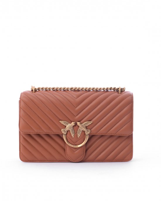 Tracolla Love One Classic Dc Sheep Nappa Chevron 100941 donna PINKO pe Cuoio