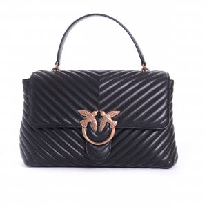 Borsa Love Lady Puff Big Cl Sheep Nappa Chevron 100042 donna PINKO pe Nero-Oro