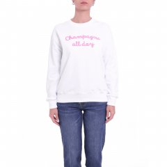 Felpa AW1159 "Champagne all day" SUPERCULTURE donna Bianco