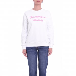 Felpa AW1159 "Champagne all day" SUPERCULTURE donna Bianco