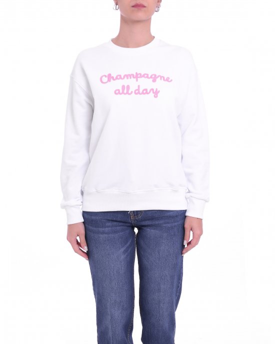 Felpa AW1159 "Champagne all day" SUPERCULTURE donna Bianco Felpa AW1159 "Champagne all day" SUPERCULTURE donna Bianco